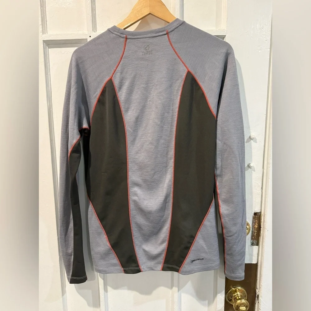 The North Face Gray Long Sleeve Shirt with Red and Black Accents